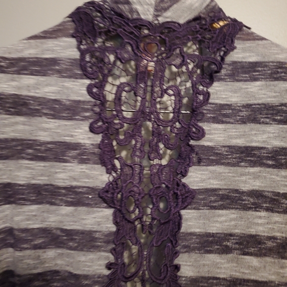 Purple Striped Lace No Boundaries Cardigan - Size L (11/13) - Picture 11 of 15